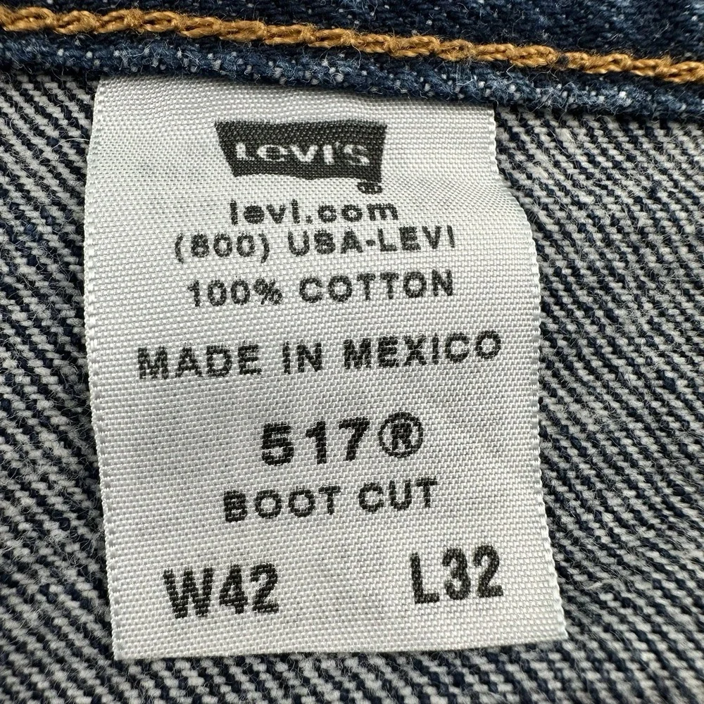 VTG Y2K Levi's 517 Bootcut Jeans Men Fits 40x32 Tag 42 Dark Wash Blue Cotton